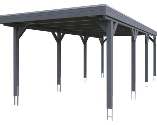 Dřevěný přístřešek pro auto s podpůrnými sloupky