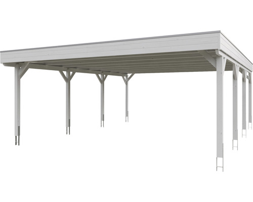 Dřevěný přístřešek pro auto s několika sloupky