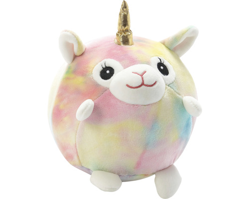 Kulatá plyšová hračka jednorožec se zlatým rohem