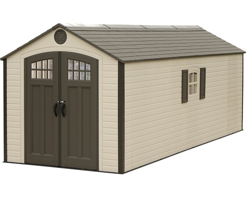 Zahradní domek s dvoukřídlými dveřmi a oknem