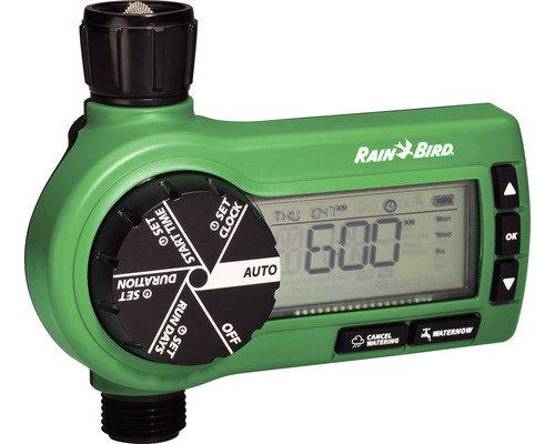 Zavlažovací počítač Rain Bird s digitálním displejem a otočným ovladačem