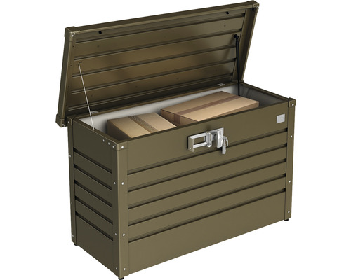 Otevřený kovový zahradní box se dvěma kartony