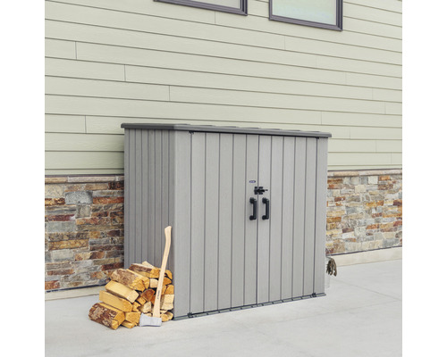 Plastová zahradní skříň s úložným prostorem na dřevo