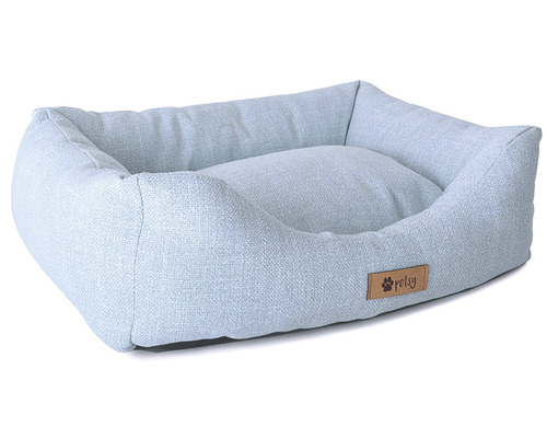 Čalouněná psí postel se zvýšenými okraji a logem ''Pelsy''
