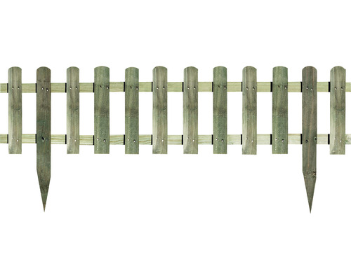 Dřevěný plot mini 120 x 30/45 cm přírodní impregnovaný Dřevěný záhonový plot s hrotem