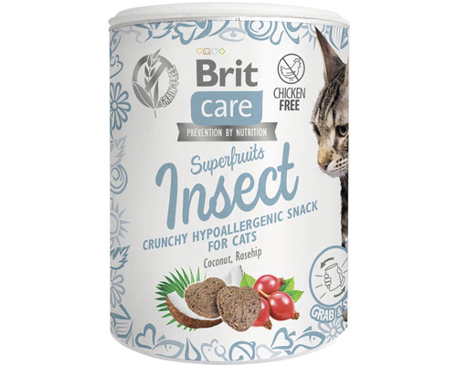 Pamlsky pro kočky Brit Care Superfruits Insect 100 g Brit Care Superfruits Insect svačina pro kočky v plechovce