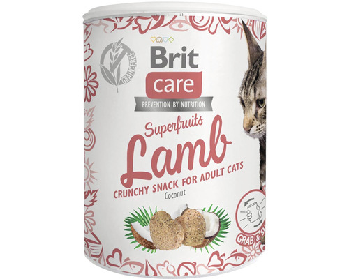 Pamlsky pro kočky Brit Care Superfruits Lamb 100 g Brit Care Superfruits Lamb pochoutka pro kočky v dóze