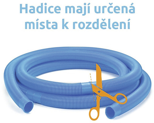 Ohebná hadice s označenými místy pro rozdělení