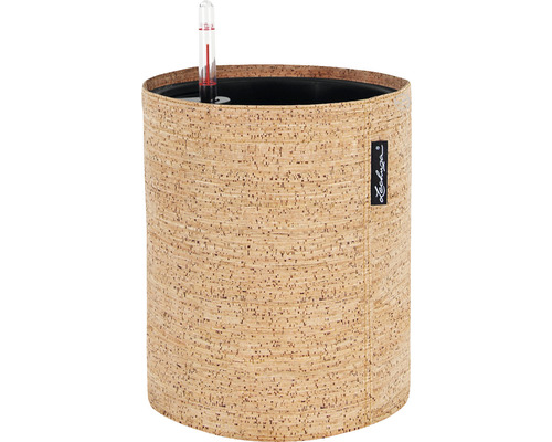 Květináč z korku se zavlažovacím systémem a indikátorem hladiny