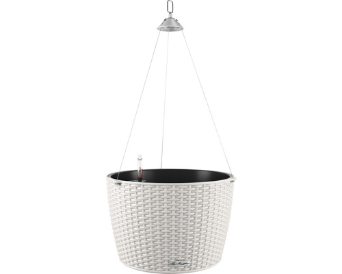 Závěsný květináč se zavlažovacím systémem a ukazatelem teploty