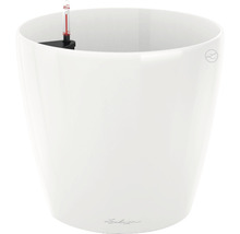 Bílý květináč s ukazatelem hladiny vody