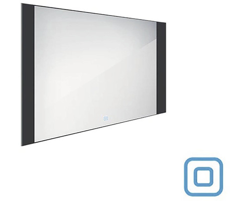 LED zrcadlo do koupelny s osvětlením Nimco černé 100 x 60 cm se senzorem ZPC 41004V-90 Obdélníkové zrcadlo s osvětlením do koupelny