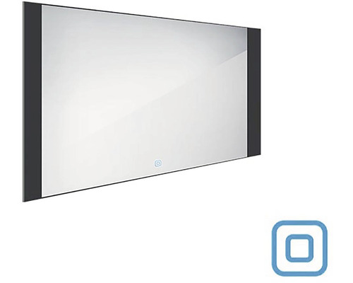 LED zrcadlo do koupelny s osvětlením Nimco černé 120 x 65 cm se senzorem ZPC 41006V-90 Obdélníkové zrcadlo do koupelny s dotykovým senzorem