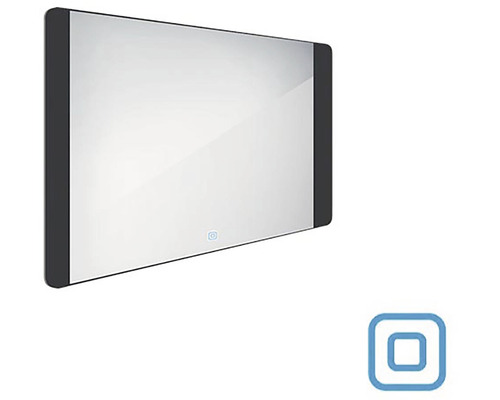 LED zrcadlo do koupelny s osvětlením Nimco černé 100 x 60 cm se senzorem ZPC 42004V-90 Obdélníkové koupelnové zrcadlo s integrovaným osvětlením