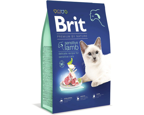 Granule pro kočky Brit Premium by Nature Cat Sensitive Lamb 8 kg Brit Premium by Nature Sensitive Jehněčí krmivo pro kočky