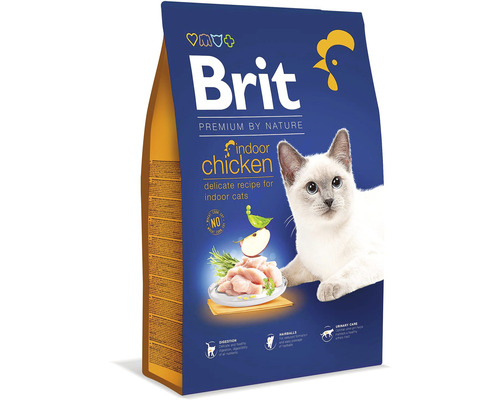 Granule pro kočky Brit Premium by Nature Cat Indoor Chicken 8 kg Brit Premium suché krmivo pro kočky žijící v bytě s kuřecím masem