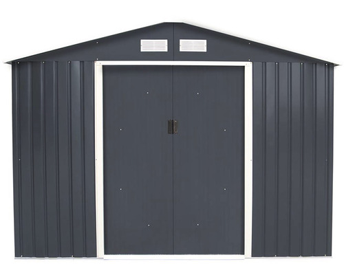 Kovová zahradní chatka s dvoukřídlými dveřmi