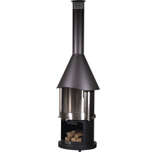 Zahradní krb s poleny ve skladovací přihrádce