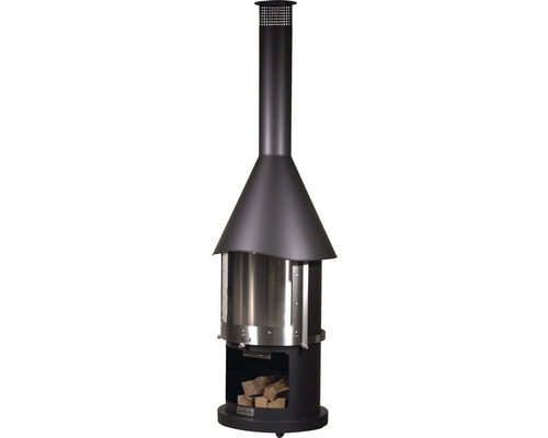 Zahradní krb s poleny ve skladovací přihrádce