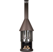 Zahradní grilovací krb s úložným prostorem na dřevo