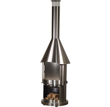 Nerezový zahradní krb s poleny