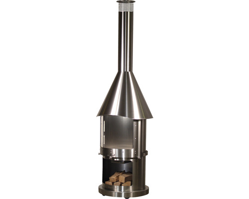 Nerezový zahradní krb s poleny