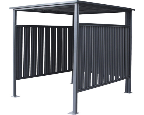 Šedý kovový přístřešek na kola s lamelami