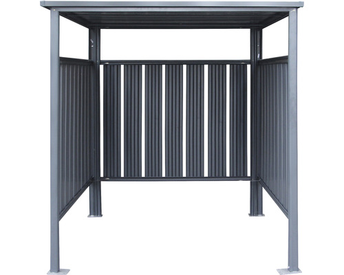 Kovová kůlna na nářadí s lamelovou zadní stěnou a otevřeným designem