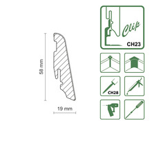 Profilová lišta, průřez s rozměry a montážními pokyny