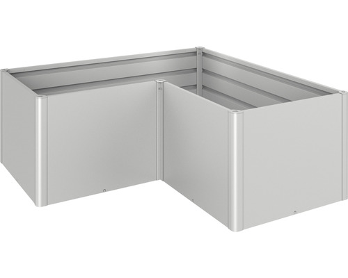 Vyvýšený záhon Biohort L2x1 plechový 201 x 201 x 77 cm stříbrný metalický Kovový vyvýšený záhon ve tvaru L