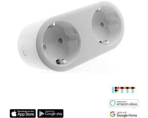 Wi-Fi dvojzásuvkový adaptér iQtech SmartLife WS017 IQ00107 16 A, měření spotřeby Dvojitá zásuvka pro použití s aplikací a hlasovým ovládáním