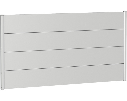 Kovový plot Biohort 180 x 90 cm žárově pozinkovaný stříbrný metalický Hliníkový plotový panel s vodorovným vzhledem panelu