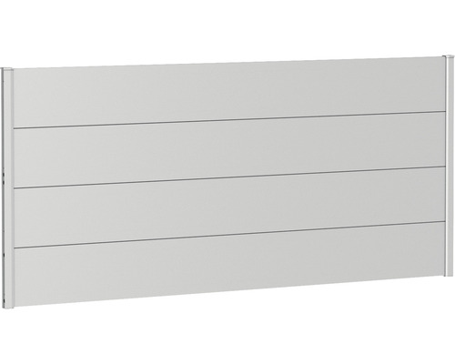 Kovový plot Biohort 200 x 90 cm žárově pozinkovaný stříbrný metalický Hliníkový zahradní plot s vodorovnými panely