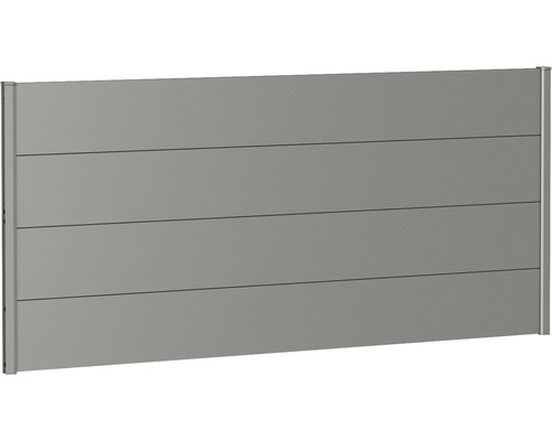 Kovový plot Biohort 200 x 90 cm žárově pozinkovaný šedý křemen metalický Hliníkový plotový dílec s vodorovnými panely