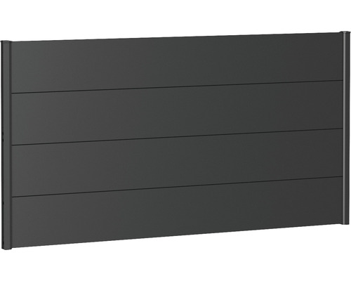 Kovový plot Biohort 180 x 90 cm žárově pozinkovaný tmavě šedý metalický Kovový zahradní plot s vodorovnými panely