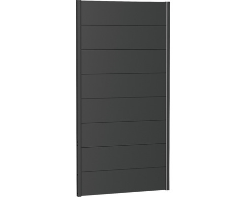 Kovový plot Biohort 100 x 180 cm žárově pozinkovaný tmavě šedý metalický Hliníkový plotový díl s vodorovnými profily pro zahradu