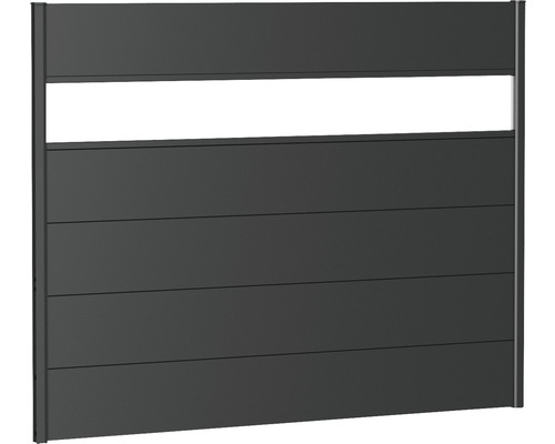 Kovový plot Biohort 180 x 135 cm žárově pozinkovaný se sklem tmavě šedý metalický Hliníkový plot s osvětlovacím prvkem
