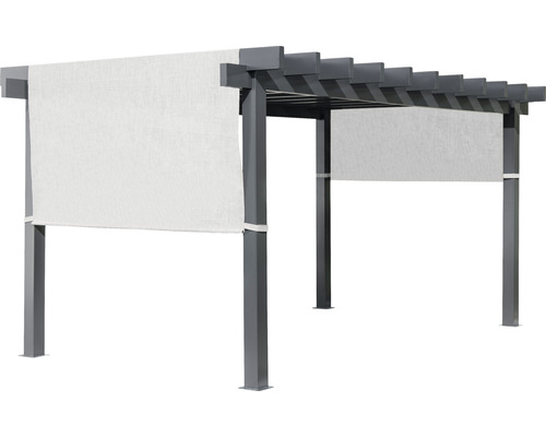 Šedá pergola s bílými bočními panely do zahrady