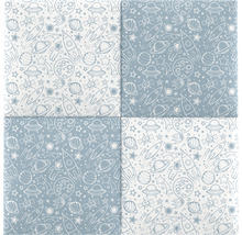 Čtvercové dlaždice s vesmírným vzorem s raketami, planetami a hvězdami