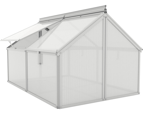 Skleník se střešním oknem a dveřmi