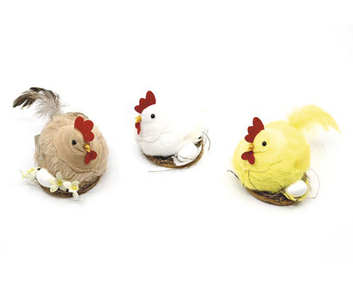 Dekorativní slepičí figurky v různých provedeních pro velikonoční výzdobu