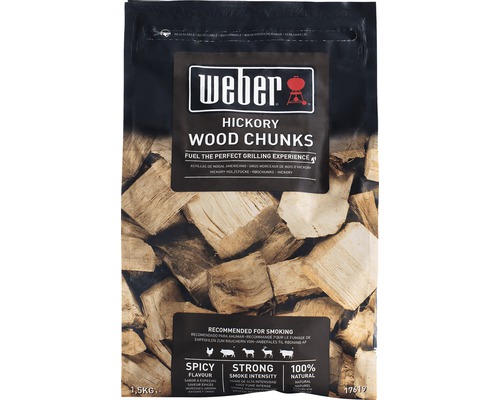 Balení Weber Hickory Wood Chunks dřevěné štěpky na uzení, 1,5 kilogramu