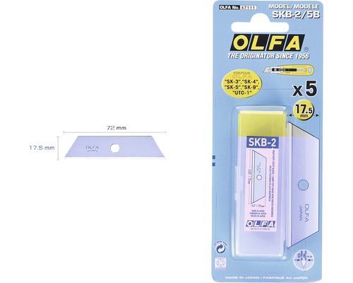Olfa SKB-2 náhradní čepele, 5 kusů, trapézový tvar, vhodné pro různé modely Olfa