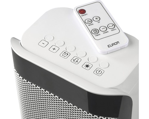 Ovládací panel a dálkové ovládání topného ventilátoru