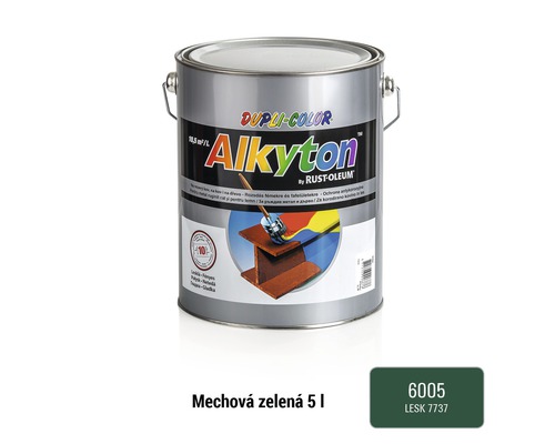 Samozákladová barva na rez i dřevo lesklá Alkyton 5 l mechově zelená RAL6005-0