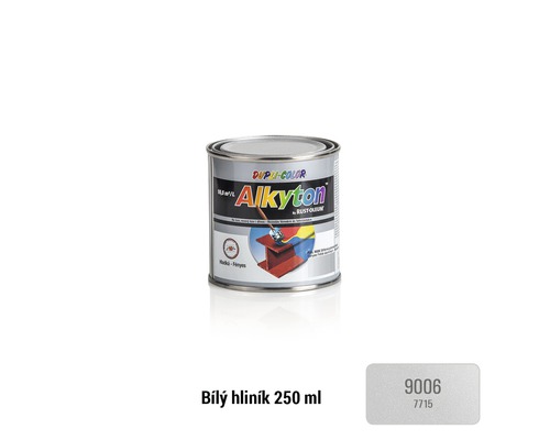 Samozákladová barva na rez i dřevo lesklá Alkyton 0,25 l bílý hliník RAL9006