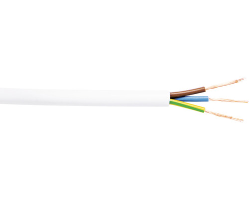 Silový kabel H05 VV-F 3x1 (CYSY) bílý, metrážové zboží Elektrický kabel se třemi žilami