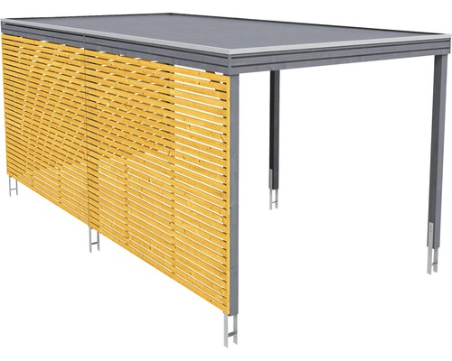 Přístřešek pro auto s boční dřevěnou lamelovou ochranou soukromí