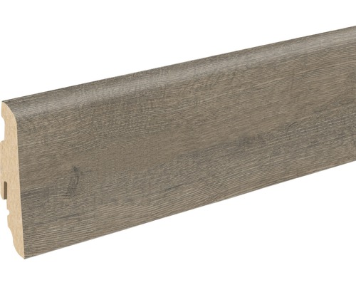 Soklová lišta Skandor dub světle šedý FU60L 19x58x2400 mm Dřevěná podlahová lišta s dřevěnou strukturou