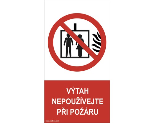 Samolepka "Výtah nepoužívejte při požáru" 80x150 mm